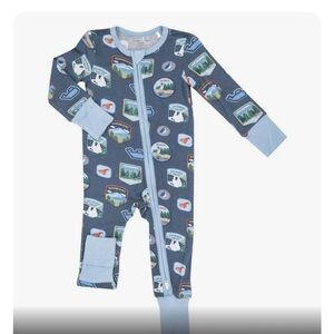 NWT Angel Dear 2-way Zipper ROMPER 3-6M National Parks Patches New England
